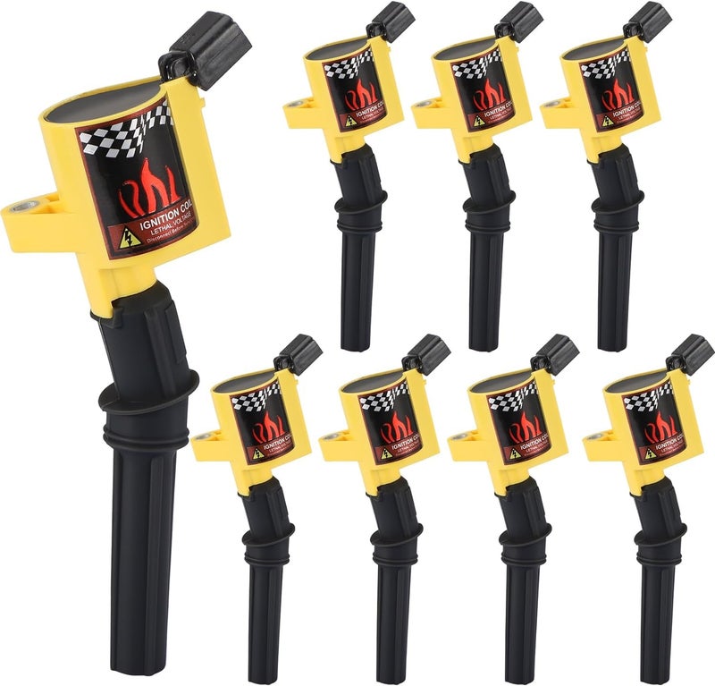 CarBole Pack of 8pcs Curved Boot Ignition Coils, 15% More Energy Fit For Ford F-150 F-250 F-350 4.6L 5.4L V8 Crown Victoria Expedition Mercury Mustang Lincoln Compatible with DG508 DG457 FD503 - Image 1