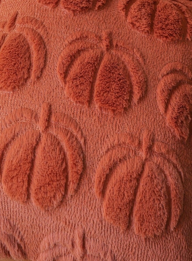 4TH Emotion Fall Pumpkin Decorative Pillow Covers 18x18 Set of 2, Rust Red Soft Plush Faux Fur Farmhouse Throw Cushion Cases for Autumn Thanksgiving Holiday Home Decorations - Image 2