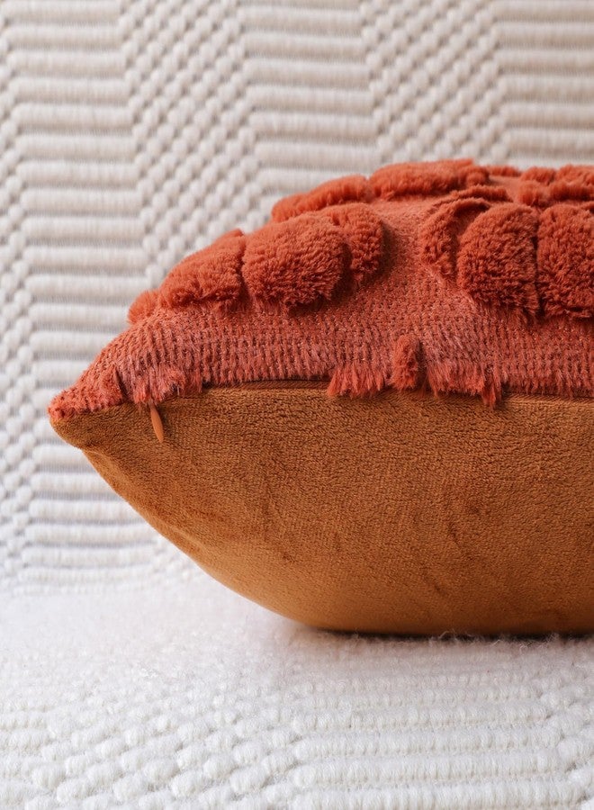 4TH Emotion Fall Pumpkin Decorative Pillow Covers 18x18 Set of 2, Rust Red Soft Plush Faux Fur Farmhouse Throw Cushion Cases for Autumn Thanksgiving Holiday Home Decorations - Image 3