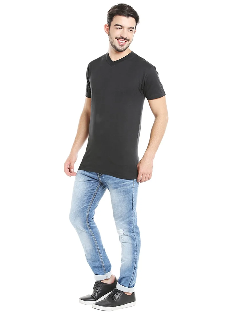 BYC MEN'S V-NECK COTTON T-SHIRT (PACK OF 3) - BLACK