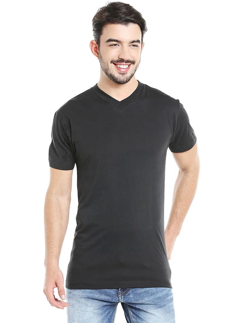 Byc Mens 100% Combed  Cotton Relaxed fit Tshirt, V-neck, Seamless No-Stitch Sides, MADE IN S.KOREA, Soft Skin Friendly Undershirt (Pack of 3) - Black
