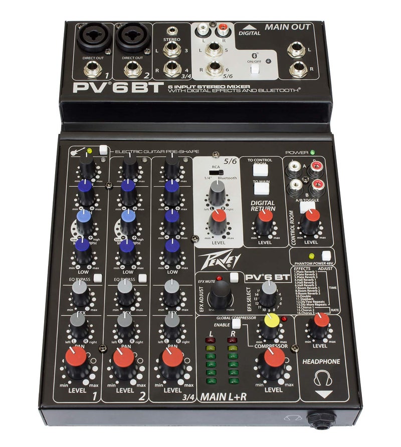 Peavey PV 6 BT 6 Channel Compact Mixer with Bluetooth - Image 1