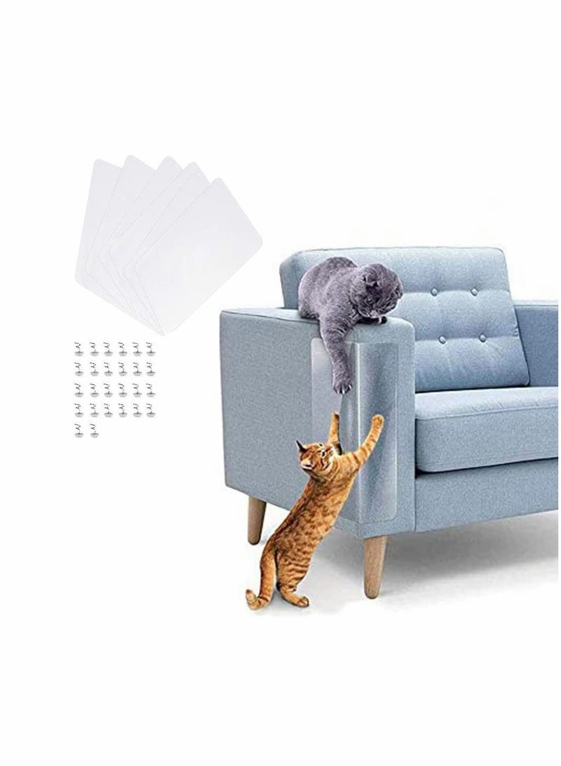 Premium Flexible Vinyl Furniture Scratch Protector Guards with Pins for Protecting Your Upholstered Furniture Cat Scratch Deterrent Pad Anti-Scratch Furniture Protectors Set 6 Packs - Image 1