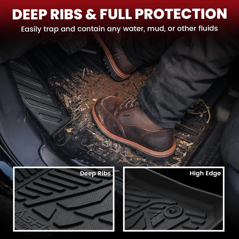 LASFIT Floor Mats for 2019-2025 2026 Ram 2500/3500 Crew Cab Bucket Seat for Carpet & Vinyl Floor (NOT fit Model with PTO Kit), All Weather TPE Custom Fit Car Mats Floor Liners 1st & 2nd Row, Black - Image 3
