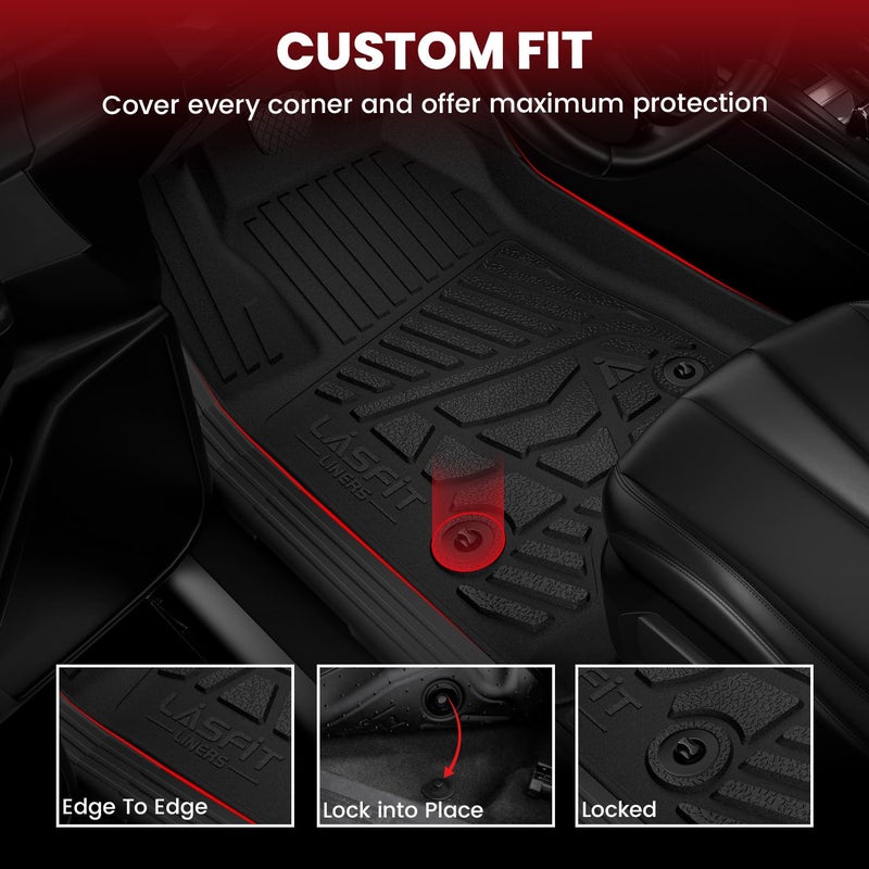 LASFIT Floor Mats for 2019-2025 2026 Ram 2500/3500 Crew Cab Bucket Seat for Carpet & Vinyl Floor (NOT fit Model with PTO Kit), All Weather TPE Custom Fit Car Mats Floor Liners 1st & 2nd Row, Black - Image 4