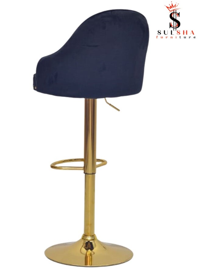 ALWASIT HOME - Modern Adjustable Barstools 360° Swivel Counter Stools with Golden Base Upholstered Open Back Tall Bar Chairs with Footrest for Home Pub Kitchen - Image 1