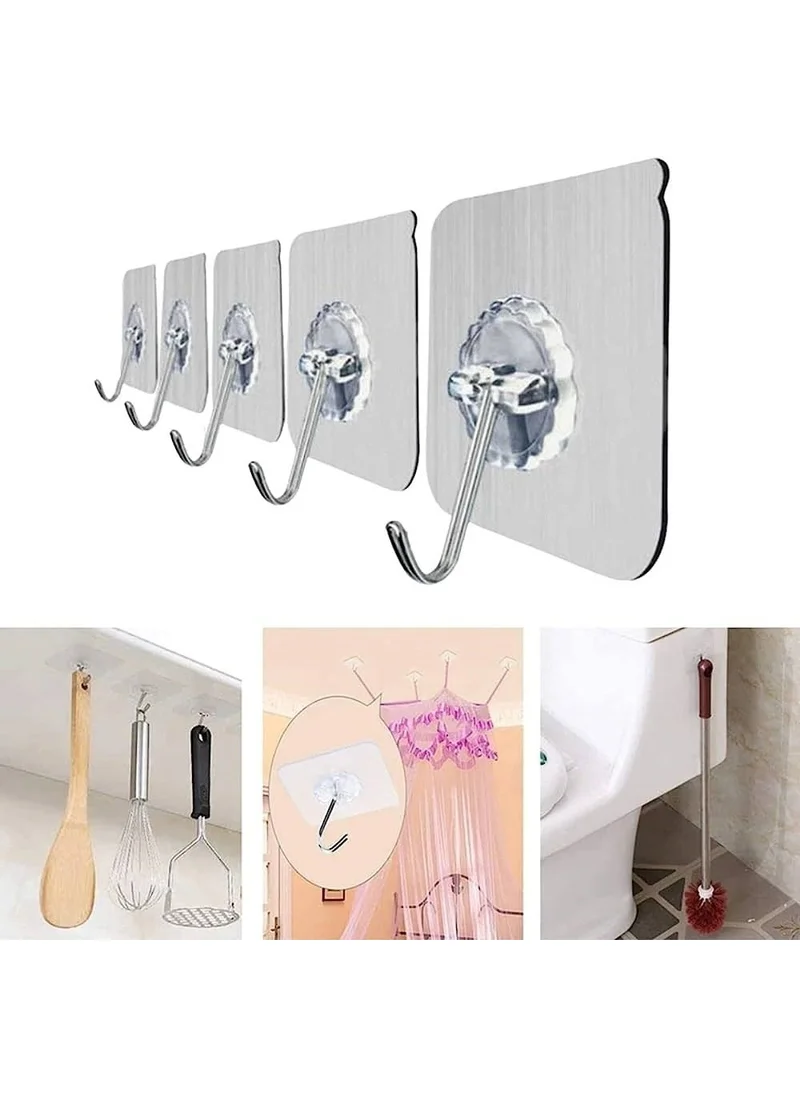 BarkoFix 5 Pieces of Hanger, No Drill, Adhesive, Super Strong Shelf Holder, Multi-Purpose Hanger, Flower Model Hanger, Transparent Hanger