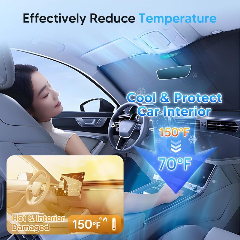 KUST Windshield Sun Shade for 2011-2016 BMW 5 Series 525i 520i 528i 530i 535d 535i 550i Window Accessories Shade Sun Visor Foldable Block UV Rays Keep Car Cooler - Image 3