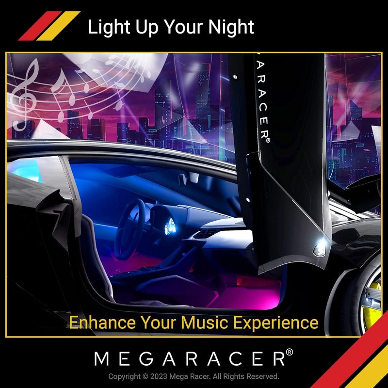 Mega Racer LED Interior Car Lights - 8 Custom RGB Colors, Cars Strips Lights, 48 LED Chips, 4 Music Modes, Infrared Remote Controlled, Car Charger DC 12V - Image 4