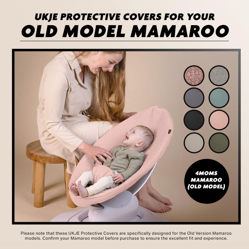 UKJE Liner Baby Rocker Cover, Compatible with 4moms mamaRoo 4 Old Model Before 2022, 100% Oeko-Tex Cotton, mamaroo Swing Cover Replacement, Baby Swing Cover, Made in EU, Pink - Image 5