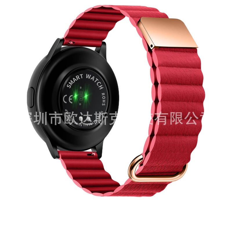 GLX سوار ساعة ذكية سوار نايلون حلقي متوافق مع Samsung Galaxy Watch بملاءمة قابلة للتعديل وحزام بديل للاستخدام اليومي باللون أحمر قابل للتعديل باللون الأحمر - Image 1