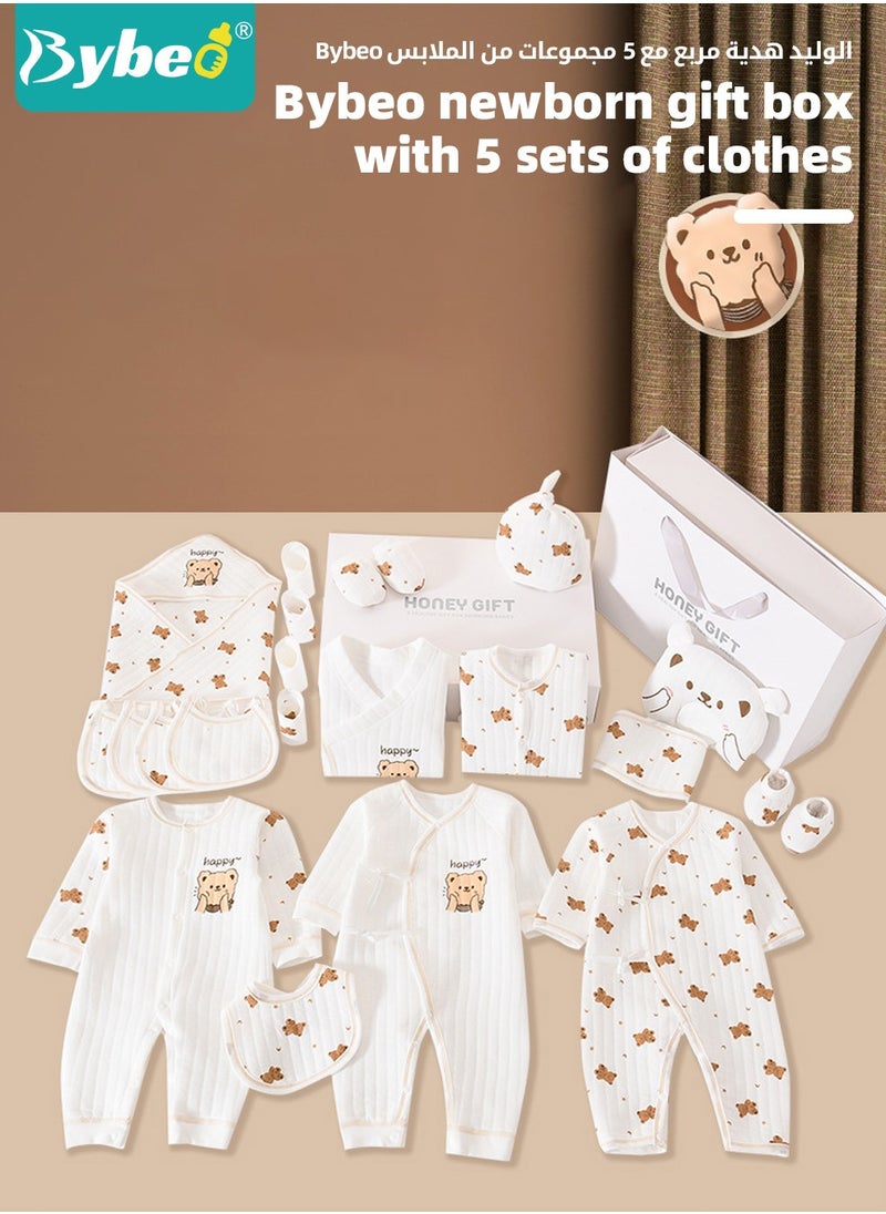 Bybeo - 26PCS Newborn Baby Gift Set, Newborn Layette Gift Set for Boys and Girls, Babies Essential Clothes Accessories with Baby Blanket, 100% Premium Cotton, for Spring Summer Autumn Winter - Image 1