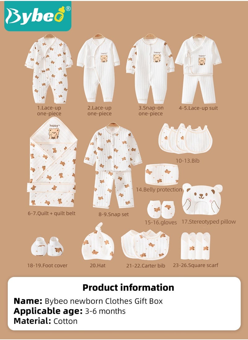 Bybeo - 26PCS Newborn Baby Gift Set, Newborn Layette Gift Set for Boys and Girls, Babies Essential Clothes Accessories with Baby Blanket, 100% Premium Cotton, for Spring Summer Autumn Winter - Image 1