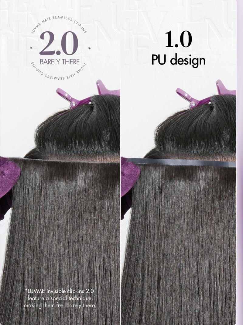 LUVME Invisible Yaki Straight Clip in Hair Extensions Real Human Hair for Women, 18 Inch 110g 6Pcs, Remy Hair Clip Ins, Invisible Clip Ins for Daily Wear & Special Occasions - Image 4