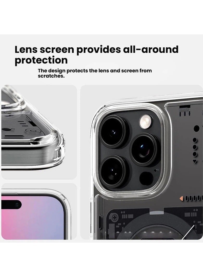 عام **غطاء مغناطيسي واقي متوافق مع iPhone 16 Pro Max - غطاء هاتف شامل مع حامل مخفي متوافق مع MagSafe ومضاد للسقوط.** - Image 2