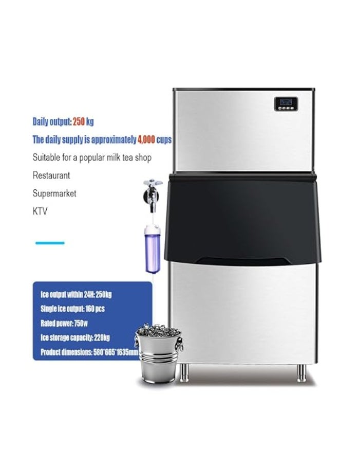 Cool Baby Style Commercial Ice Maker Machine, 250kg Daily Output, 220kg Storage Capacity, 750W, with 6 DC Fans, Adjustable Ice Cube Thickness, for Restaurants and Cafes - Image 2