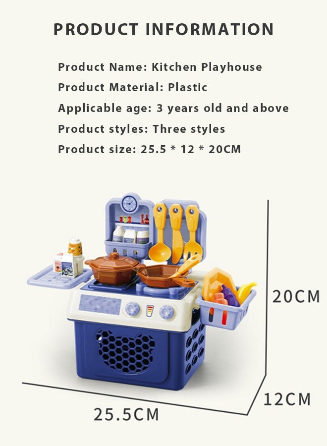 25PC Kitchen Pretend Play Toy Set Children Role Play Cookware Indoor DIY Kitchen Toy Games Kitchen Accessories Toys Sets for Boys Girls Kids (Blue) - Image 2