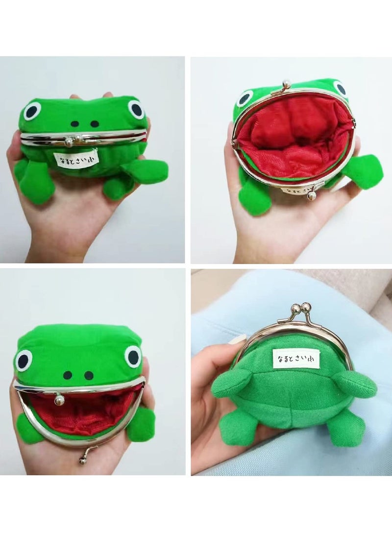 SYOSI - 2 Pcs Frog Coin Wallet, Cosplay Anime Cute Purse, Green Cartoon Plush Frog Money Bag, Frog Money Pouch with Lock, Novelty Toy, School Prize - Image 1