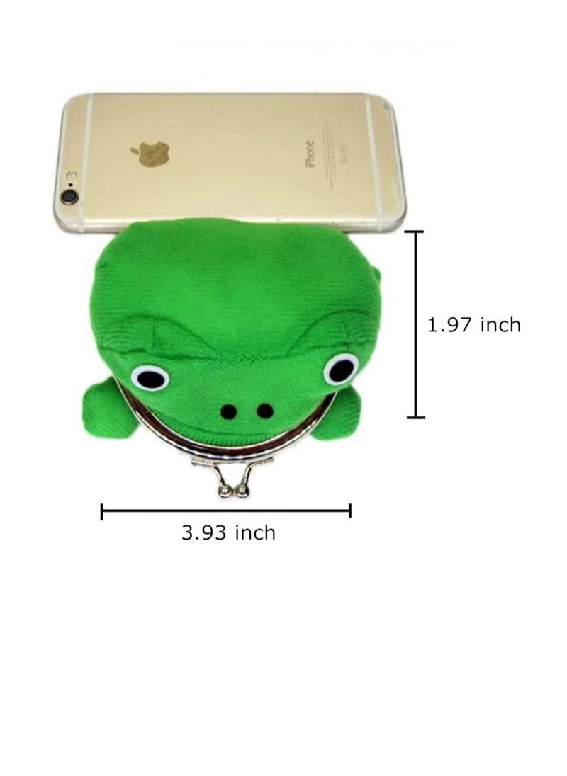 SYOSI - 2 Pcs Frog Coin Wallet, Cosplay Anime Cute Purse, Green Cartoon Plush Frog Money Bag, Frog Money Pouch with Lock, Novelty Toy, School Prize - Image 1