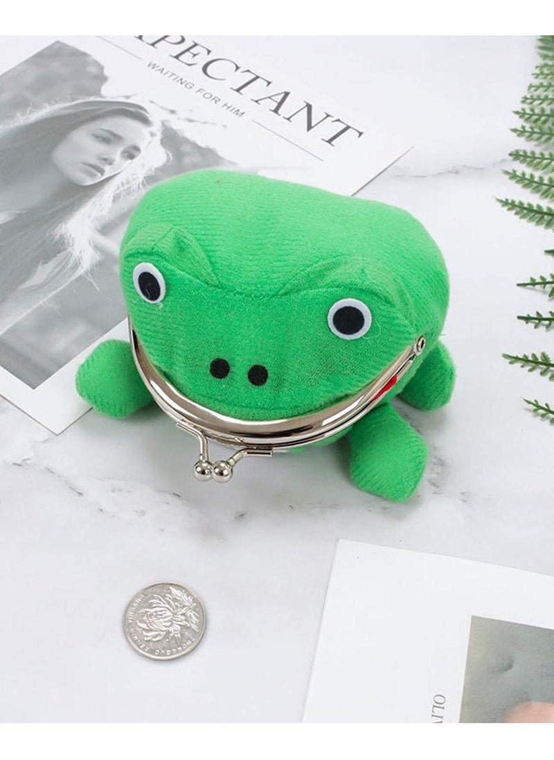 SYOSI - 2 Pcs Frog Coin Wallet, Cosplay Anime Cute Purse, Green Cartoon Plush Frog Money Bag, Frog Money Pouch with Lock, Novelty Toy, School Prize - Image 1