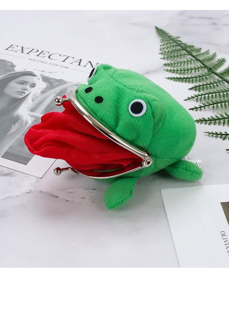 SYOSI - 2 Pcs Frog Coin Wallet, Cosplay Anime Cute Purse, Green Cartoon Plush Frog Money Bag, Frog Money Pouch with Lock, Novelty Toy, School Prize - Image 1