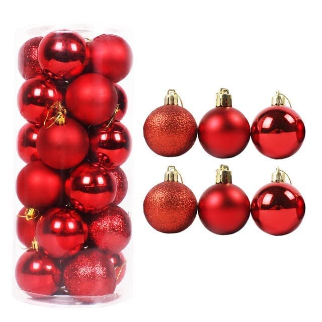 Partunay Set of 20 Pcs Mini Small Red Balls Christmas Tree Xmas Tree Decoration Hanging Ornaments Christmas Decoration Items Christmas Xmas Tree Decor