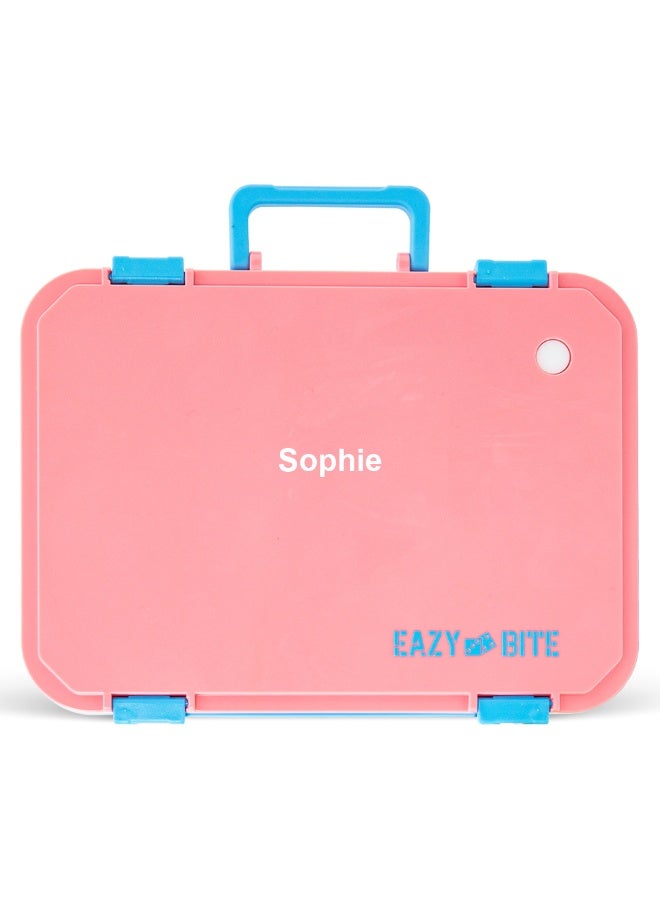 Eazy Kids صندوق غداء مخصص للأطفال من إيزى كيدز من الفولاذ المقاوم للصدأ – 800 مل مع وعاء طعام سعة 150 مل - وردي - Image 1