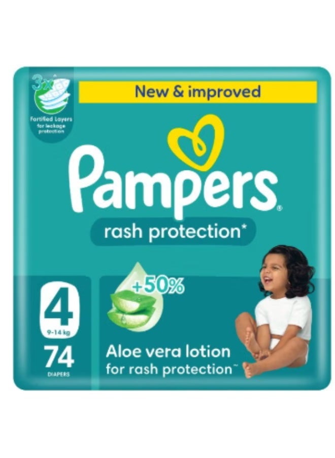 Pampers Rash Protection Size 4 Taped Diapers 9-14 Kg Giant Pack 74
