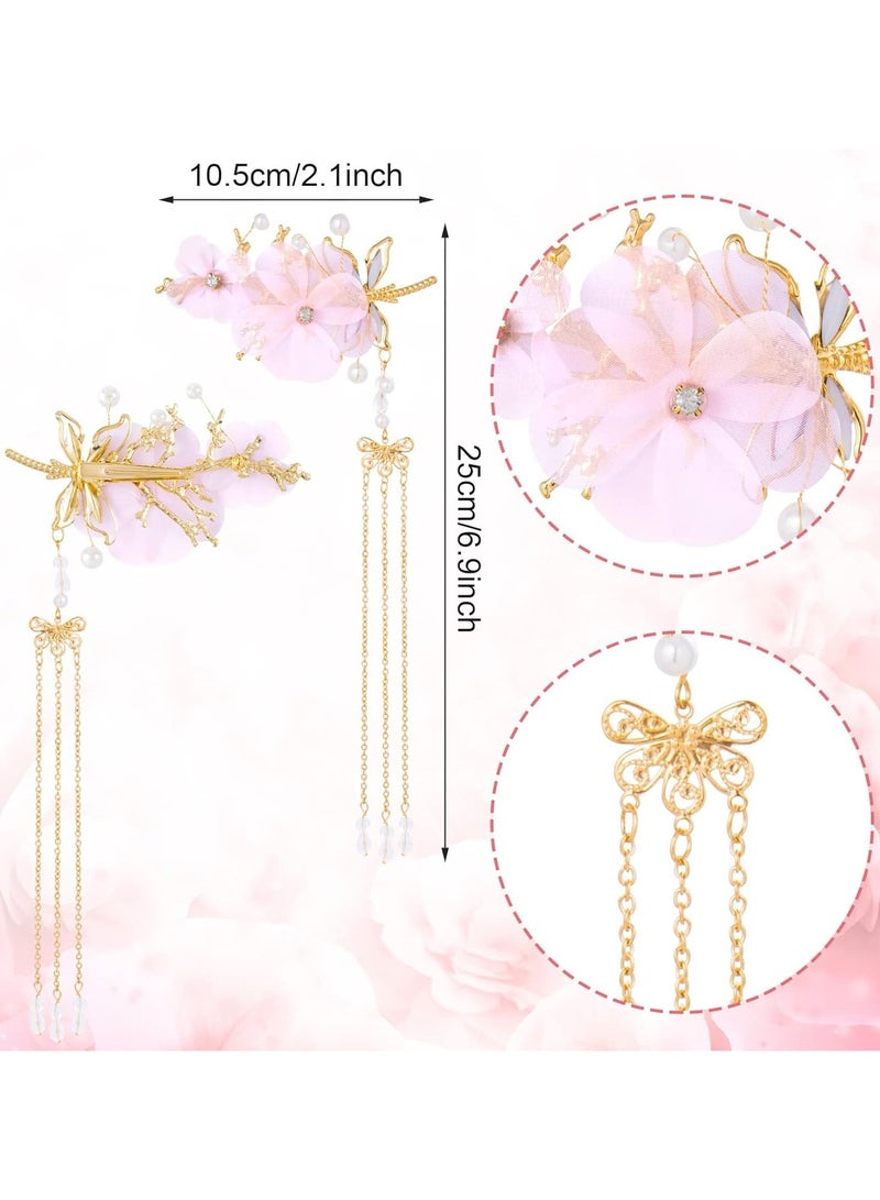 general 4 Pack Ladies Butterfly Tassel Hair Clips, Flower Pearl Hair Clips Accessories Crocodile Hair Clips Girls Claws - Gold and Silver - Image 5