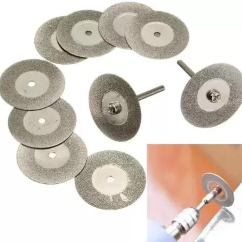 TOOLBUX 10Pcs 25mm Diamond Cutting Discs Set – Mini Rotary Tool Blades for Stone, Jade, Glass, Tile, Ceramic, Metal & More – Includes Drill Bit for Precision Grinding & Cutting - Image 4