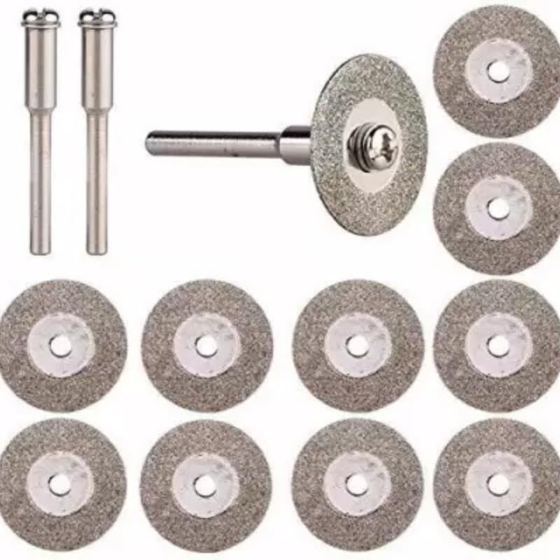 TOOLBUX 10Pcs 25mm Diamond Cutting Discs Set – Mini Rotary Tool Blades for Stone, Jade, Glass, Tile, Ceramic, Metal & More – Includes Drill Bit for Precision Grinding & Cutting - Image 1