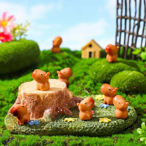 Simgoing 100 Pcs Mini Capybara Resin Figurines Miniature Animal Figures Capybara Cake Topper and Party Decorations Garden Landscape Accessories Craft Gifts (Brown) - Image 3