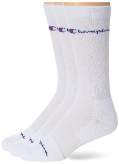 Champion Champion Men's, Graduated Compression Socks, Mid-Crew, 3-Pack, White, 6-12  - Image 1