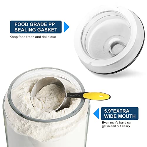 Daitouge 1.5 Gallon Glass Canister, 2 Pack Cookie Jar & Candy Jar with Airtight Lid, Heavy Duty Glass Canisters for Kitchen, Suitable for Flour, Sugar, Rice, Pasta, Beans, Laundry Room Storage - Image 4