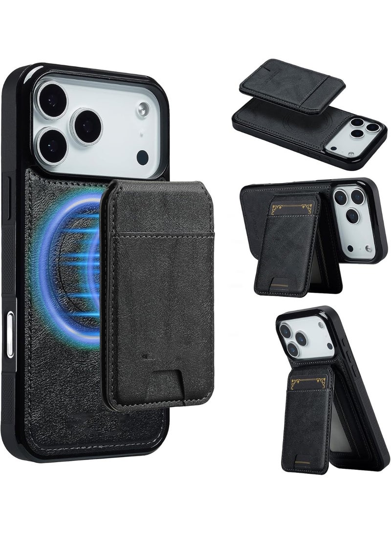 جراب محفظة مغناطيسي لهاتف iPhone 17 Pro Max، تصميم 2 في 1 قابل للفصل، متوافق مع MagSafe، حامل بطاقات مع حماية RFID، حامل مشاهدة، جلد PU، حماية كاملة ضد الصدمات - Image 1
