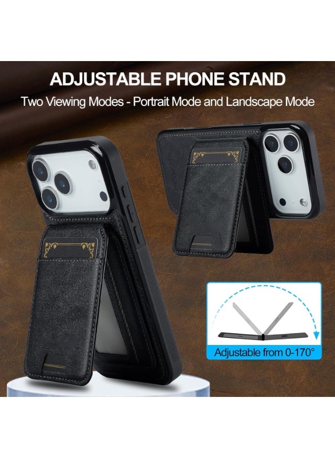 جراب محفظة مغناطيسي لهاتف iPhone 17 Pro Max، تصميم 2 في 1 قابل للفصل، متوافق مع MagSafe، حامل بطاقات مع حماية RFID، حامل مشاهدة، جلد PU، حماية كاملة ضد الصدمات - Image 3