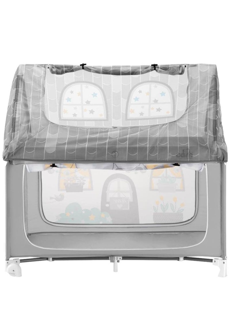 cam Folding Travel Cot, Daily Sweet Dreams - From 0 To 36 Months, 2 Castors, Travel Bag, Large Pocket, Baby Bed, Baby Cot, Practical And Compact Go-Anywhere Travel Cot - Grey  - Image 2