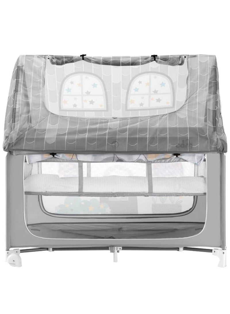 cam Folding Travel Cot, Daily Sweet Dreams - From 0 To 36 Months, 2 Castors, Travel Bag, Large Pocket, Baby Bed, Baby Cot, Practical And Compact Go-Anywhere Travel Cot - Grey  - Image 5