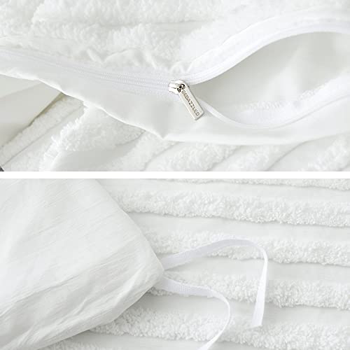 BEDAZZLED Queen Size Duvet Cover, 5 Pieces White Textured Duvet Cover Sets, Soft and Breathable Boho Tufted Bedding Comforter Cover Set for Gifts, Comforter Not Included - Image 5