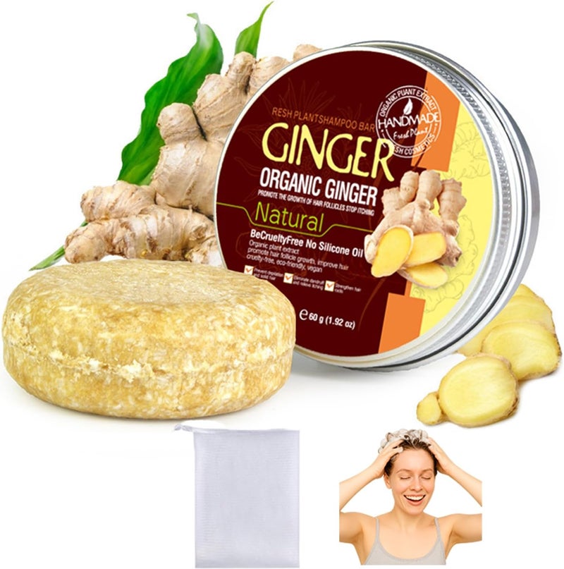 Ginger Shampoo Bar and Conditioner Solid for All Hair Types Cleansing Formula with Natural Solid Shampoo Soap with Natural for Scalp Care Ginger