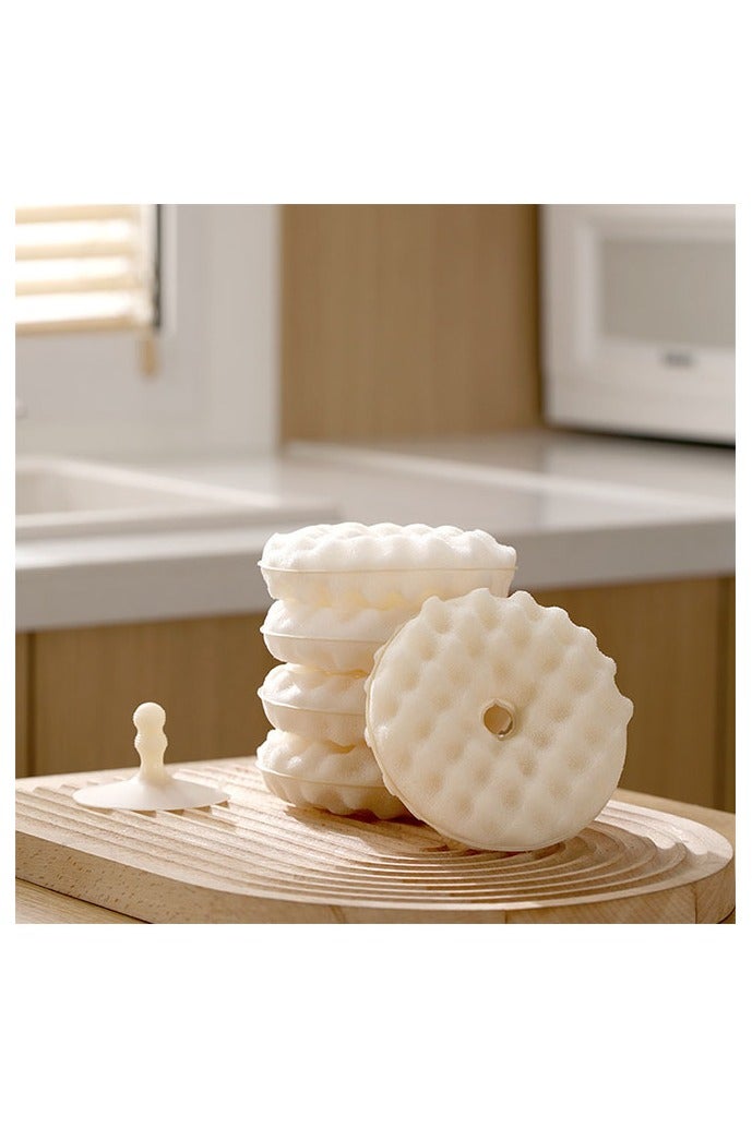 HOMESTAR 5Pcs Kitchen Sponges with 1Pcs Suction Cups Dual Sided Scrub Sponges for Dishes Non Scratch Natural Dishwashing Cleaning for Kitchen Bathroom Home Honeycomb Shape - Image 1