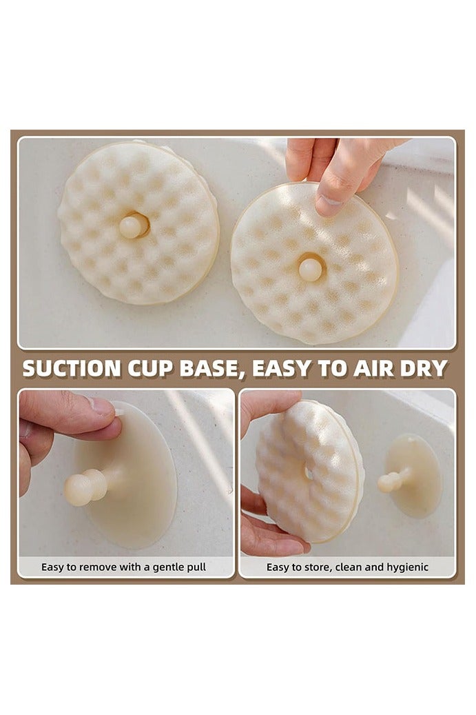 HOMESTAR 5Pcs Kitchen Sponges with 1Pcs Suction Cups Dual Sided Scrub Sponges for Dishes Non Scratch Natural Dishwashing Cleaning for Kitchen Bathroom Home Honeycomb Shape - Image 4