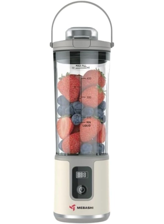 MEBASHI Portable Blender 450ml Rechargeable Personal Smoothie Maker, 100W USB Type-C Blender with Titanium Blades, Powerful 540 Motor, Travel Juicer Cup for Shakes, Protein Drinks & Fruits (White)