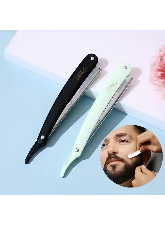 Magic Black Stainless Steel Men's Manual Folding Shaving Razor Non-Electric Beard Trimmer - Image 2