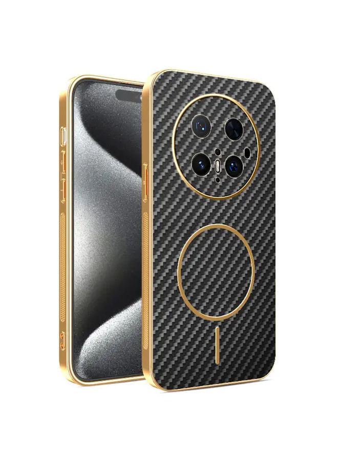 Pink Magnetic Case For Mate 60 Pro Plus With Fiber Texture And Anti Slip Protection - Image 3