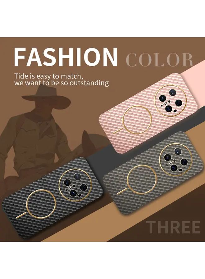 Pink Magnetic Case For Mate 60 Pro Plus With Fiber Texture And Anti Slip Protection - Image 4