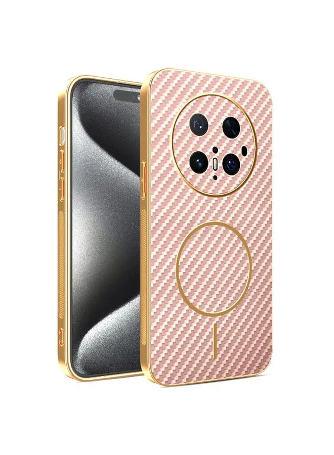 Pink Magnetic Case For Mate 60 Pro Plus With Fiber Texture And Anti Slip Protection - Image 2