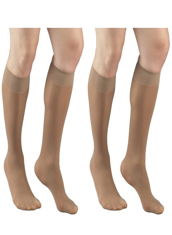 Truform Compression 8-15 mmHg Sheer Knee High Stockings Beige, Large, 2 Count (1763BG-L 2PK) - Image 1