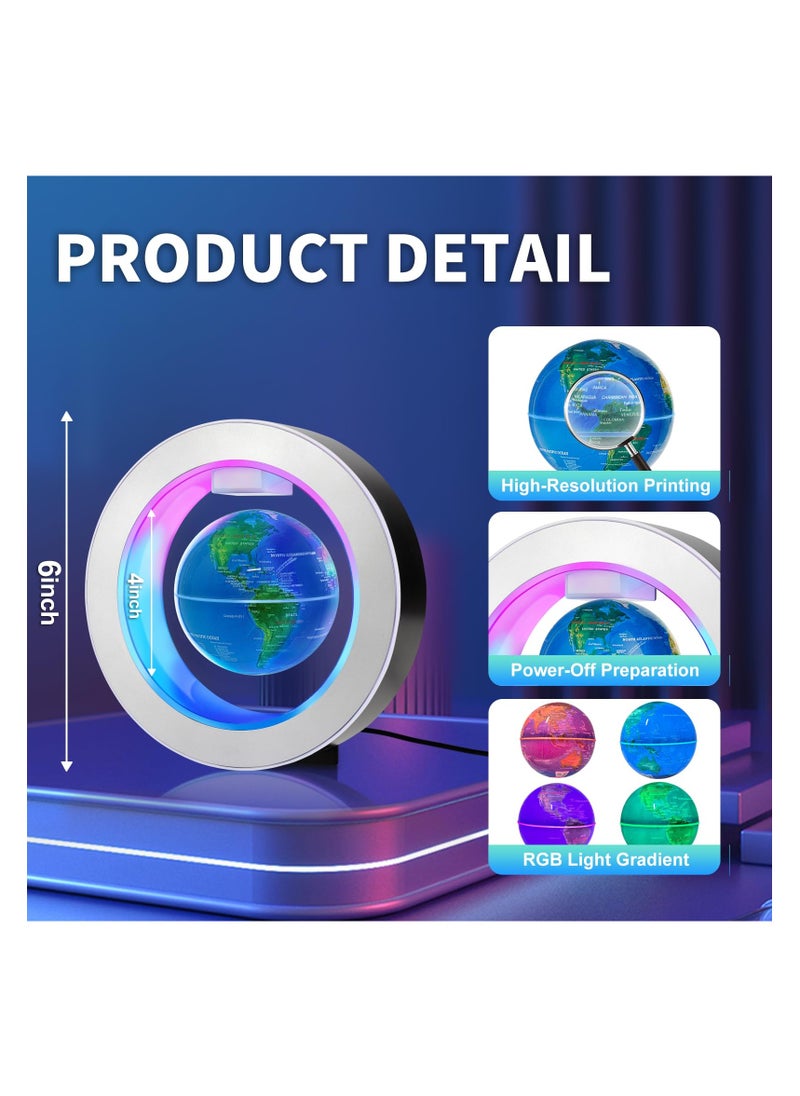 SYOSI - Floating Globe Magnetic Levitating Floating Globe Lamp, Multi-Color Changing Levitating Globe Magnetic Levitation Floating Globe World Map Educational Gifts, Cool Gadgets O Frame Floating Globe - Image 1