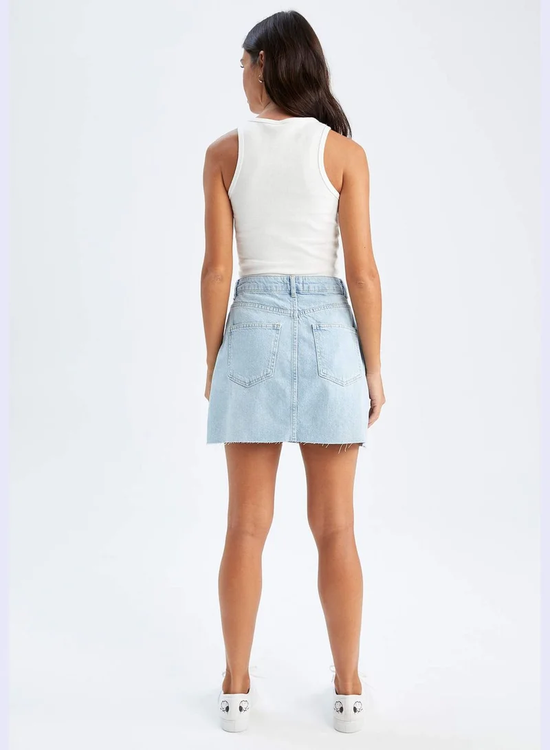 DeFacto A Cut Distressed Mini Jean Skirt